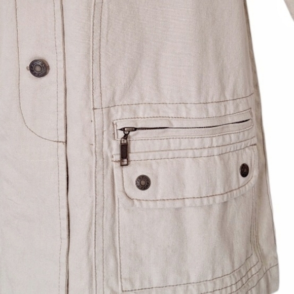 Denim & Co Denim Barn Utility Coat  Cream Ivory Preppy Outdoors Farmcore S - Picture 5 of 6